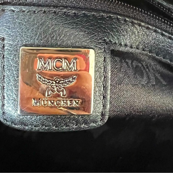 MCM Studded Silver Mini Boston Handbag with Zipper Closure - Picture 11 of 12